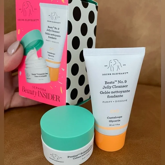 NEW Sephora Drunk Elephant Polypeptide Cream+Jelly Cleanser set (travel size). - Picture 2 of 9